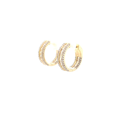 14k Small Baguette Ladder In and Out Hoop Earrings