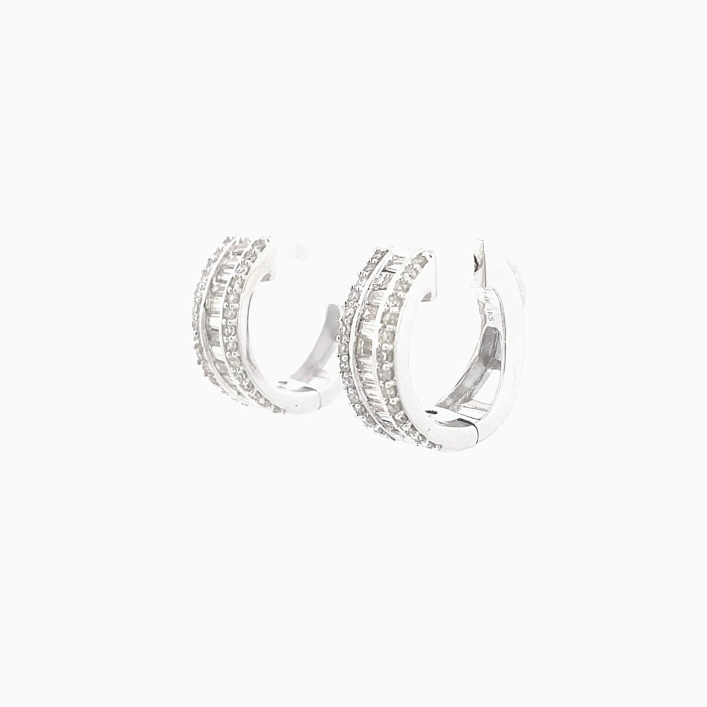 14k Baguette Small Hoop Earrings