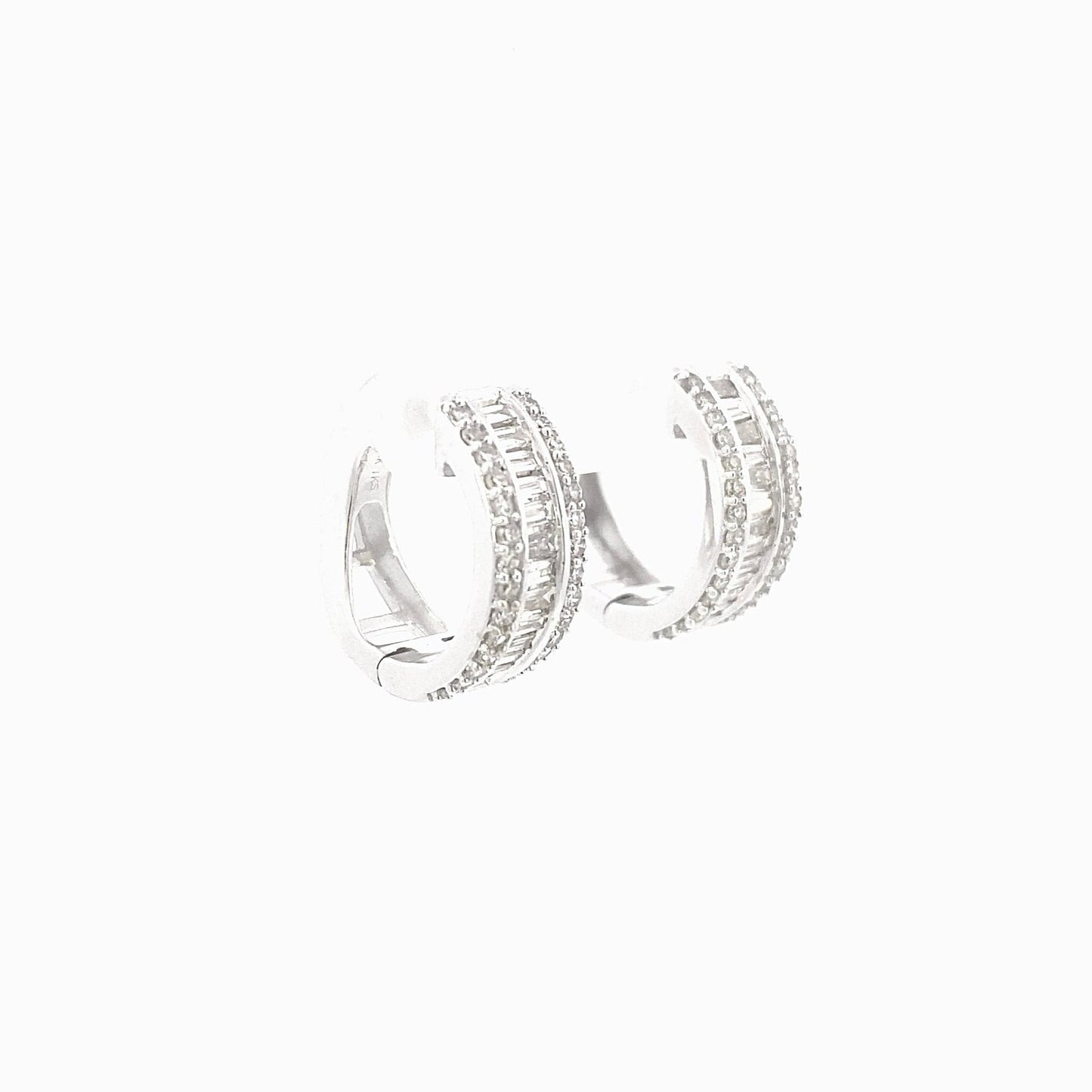 14k Baguette Small Hoop Earrings