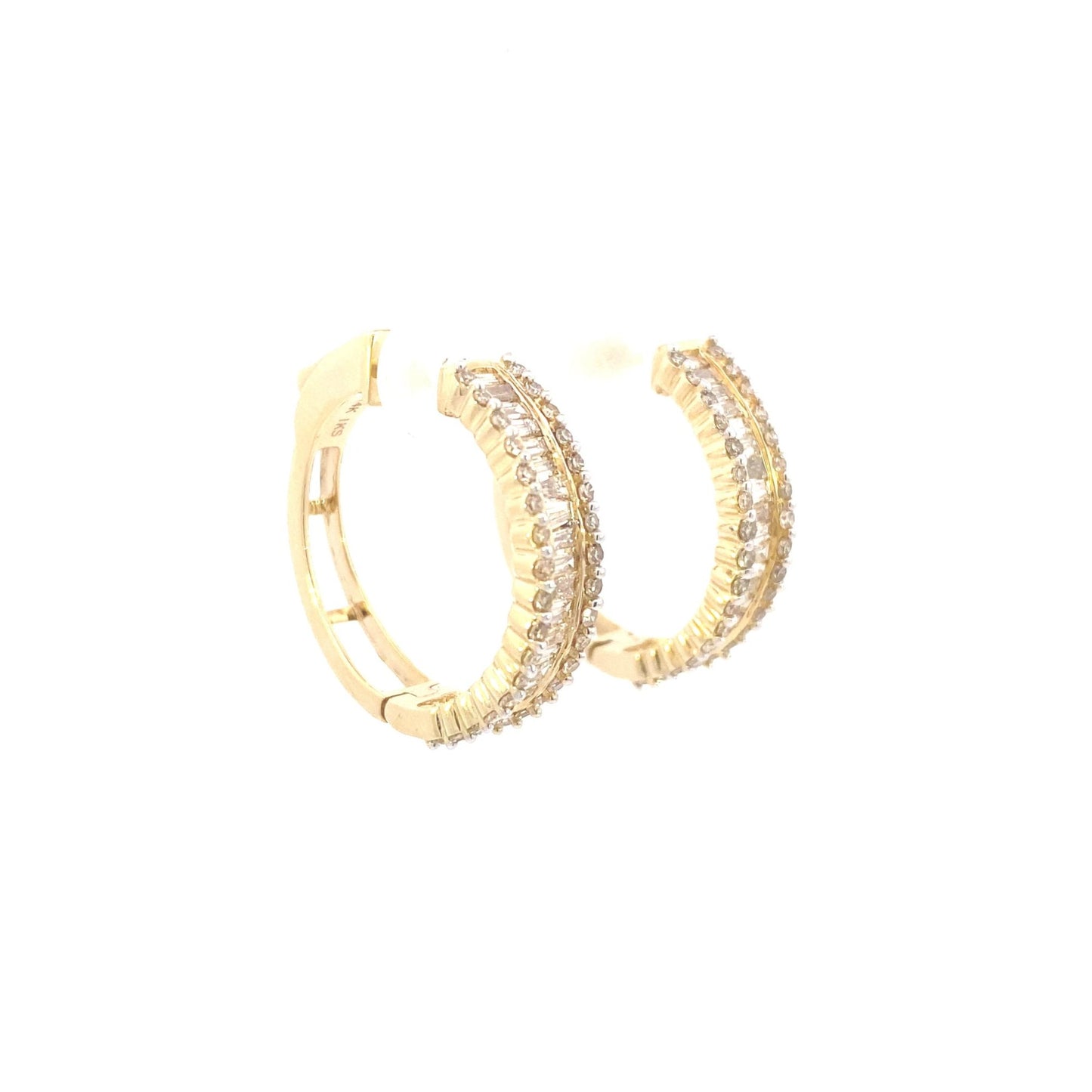 14k Baguette Gap Hoop Earrings