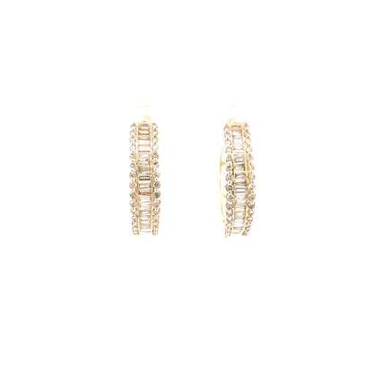 14k Baguette Gap Hoop Earrings