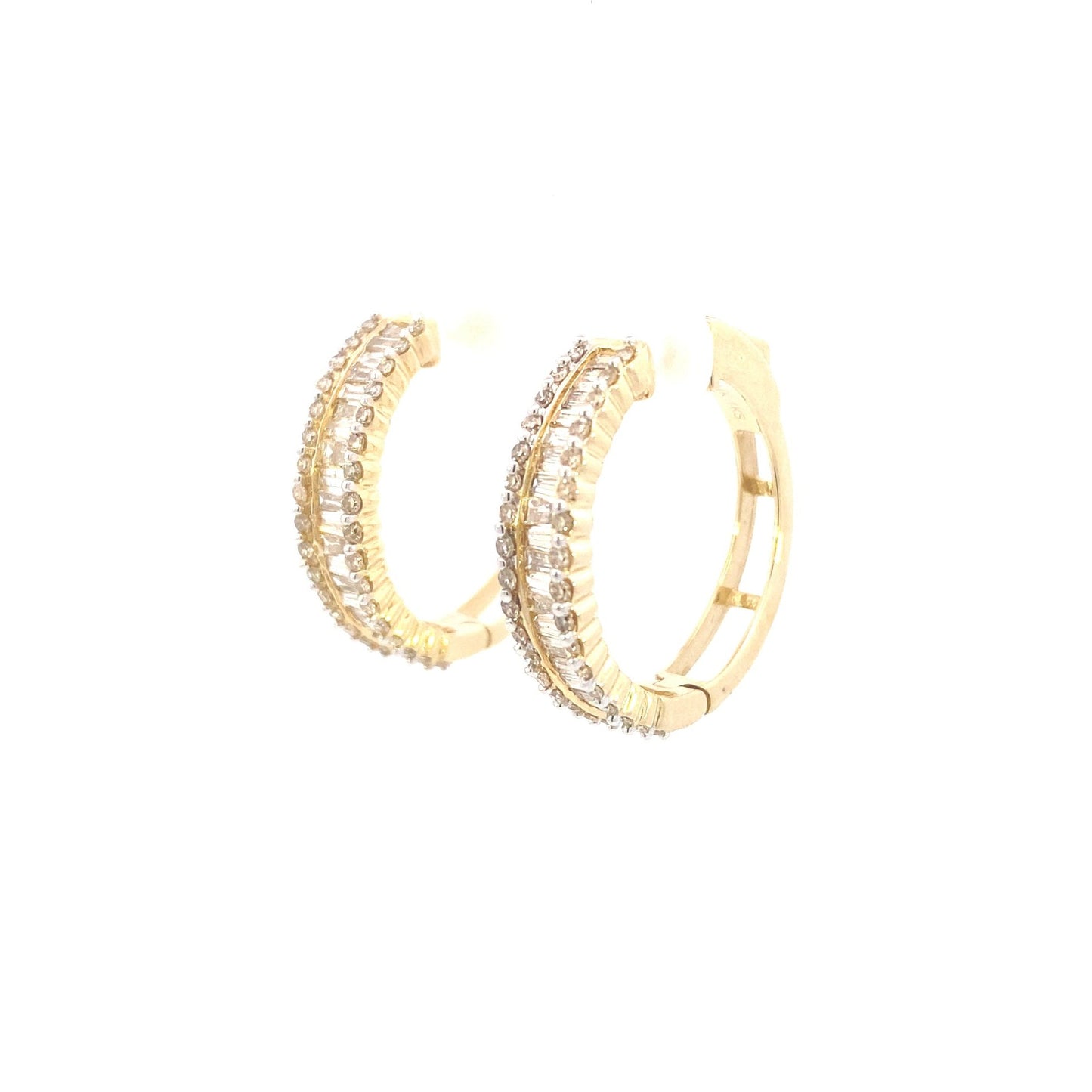 14k Baguette Gap Hoop Earrings