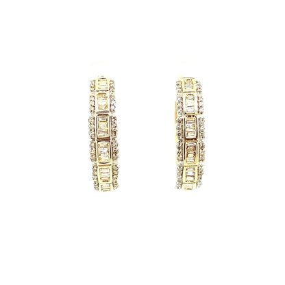 14k Baguette Square Style Hoop Earrings