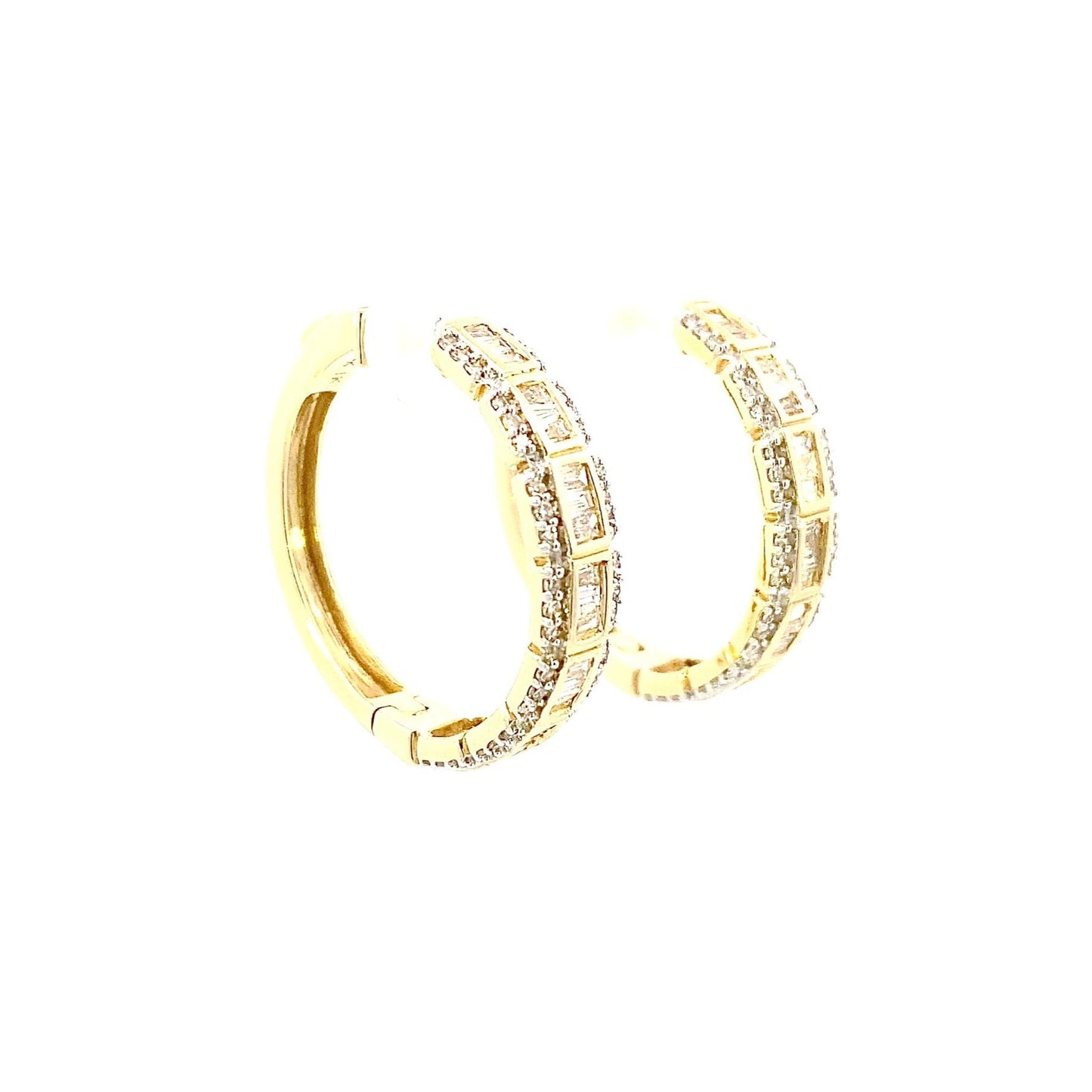 14k Baguette Square Style Hoop Earrings