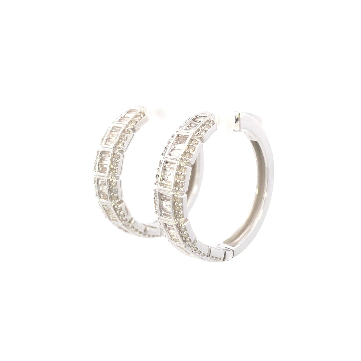 14k Large Baguette Square Style Hoop Earrings