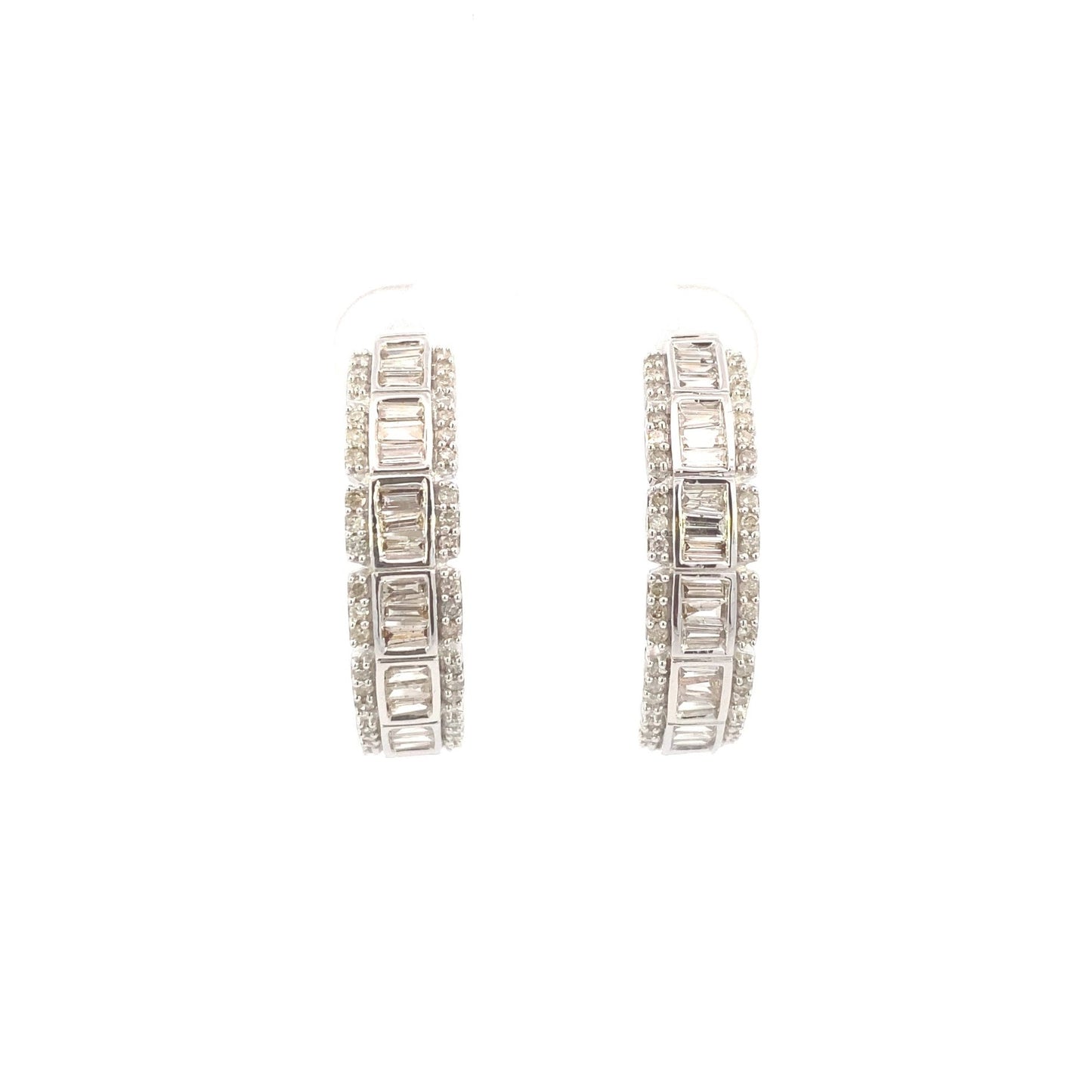 14k Large Baguette Square Style Hoop Earrings