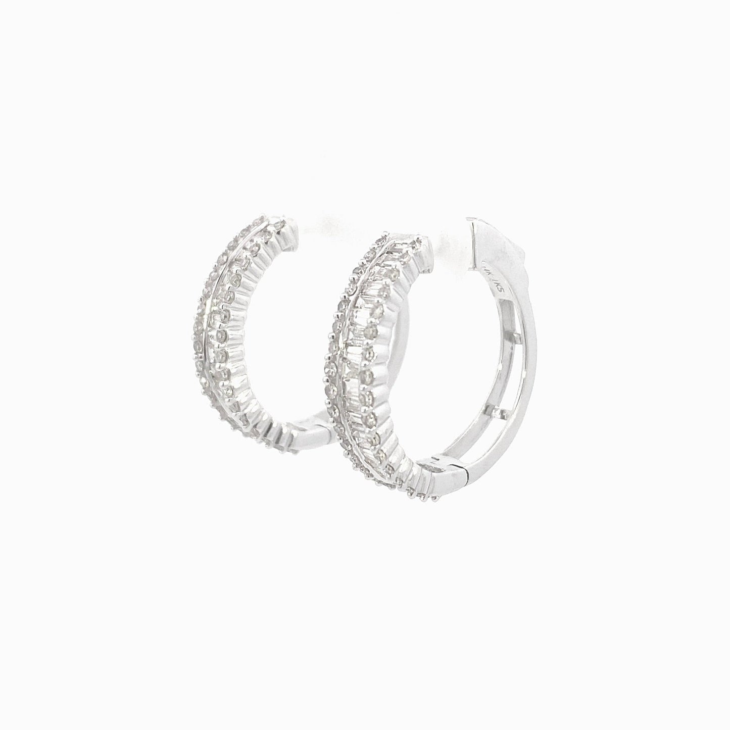 14k Baguette Gap Hoop Earrings