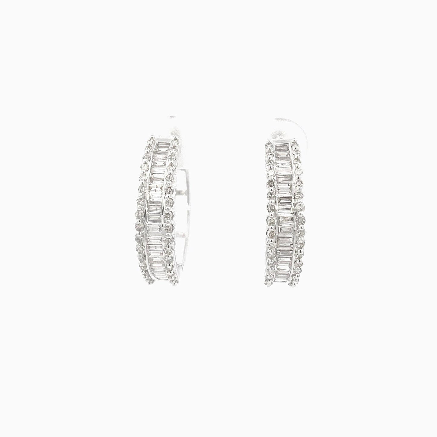 14k Baguette Gap Hoop Earrings