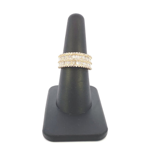 14K Double Row Baguette Bridge Ring