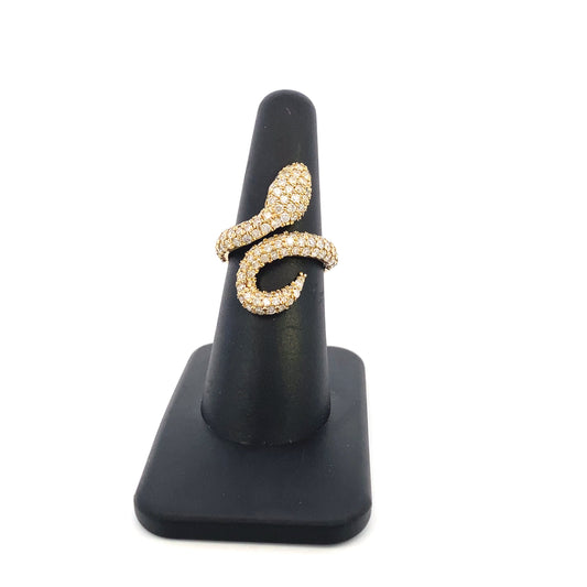 14K Serpent Diamond Snake Ring