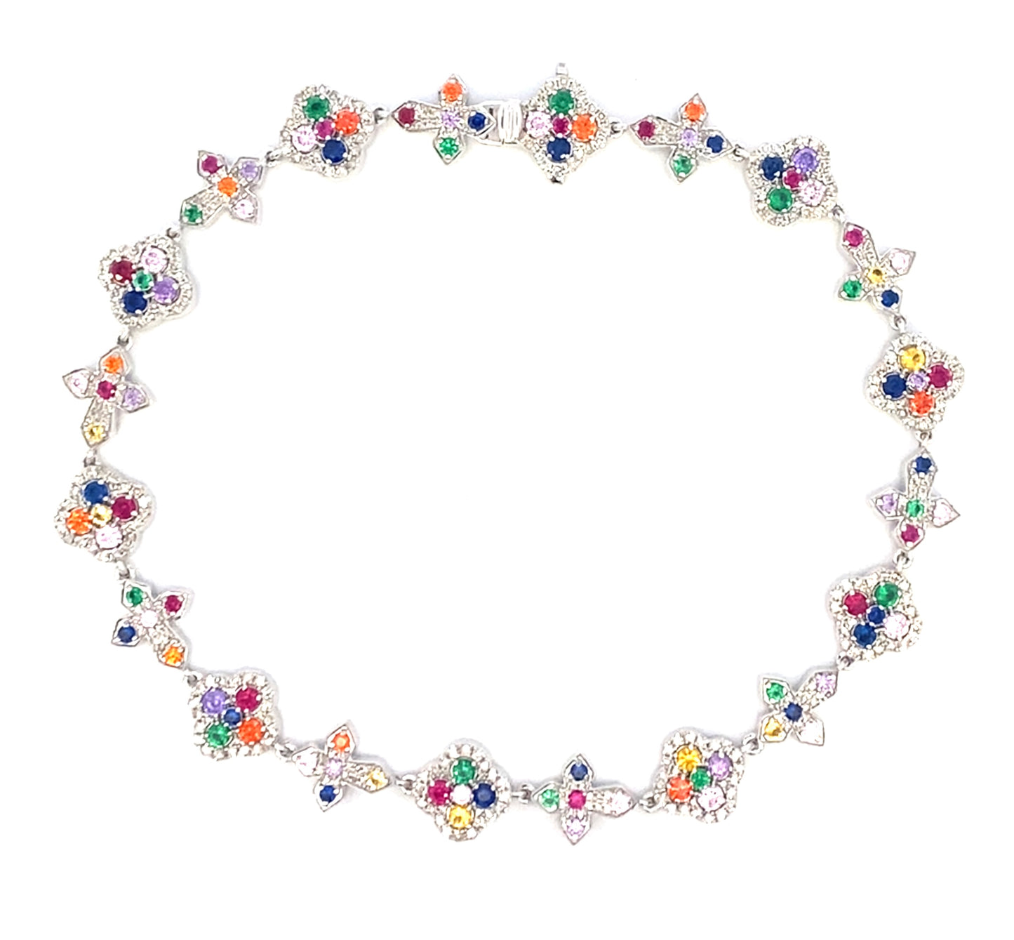 10k Cross and Clover Rainbow Bracelet