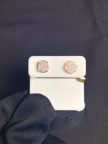 10K Circle Castle Diamond Earrings