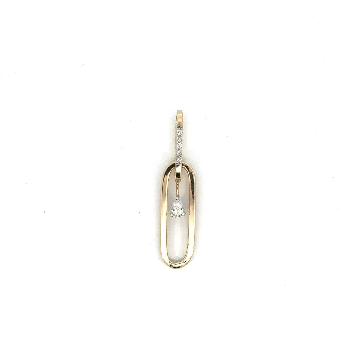 14K Gold Paperclip Diamond Pendant