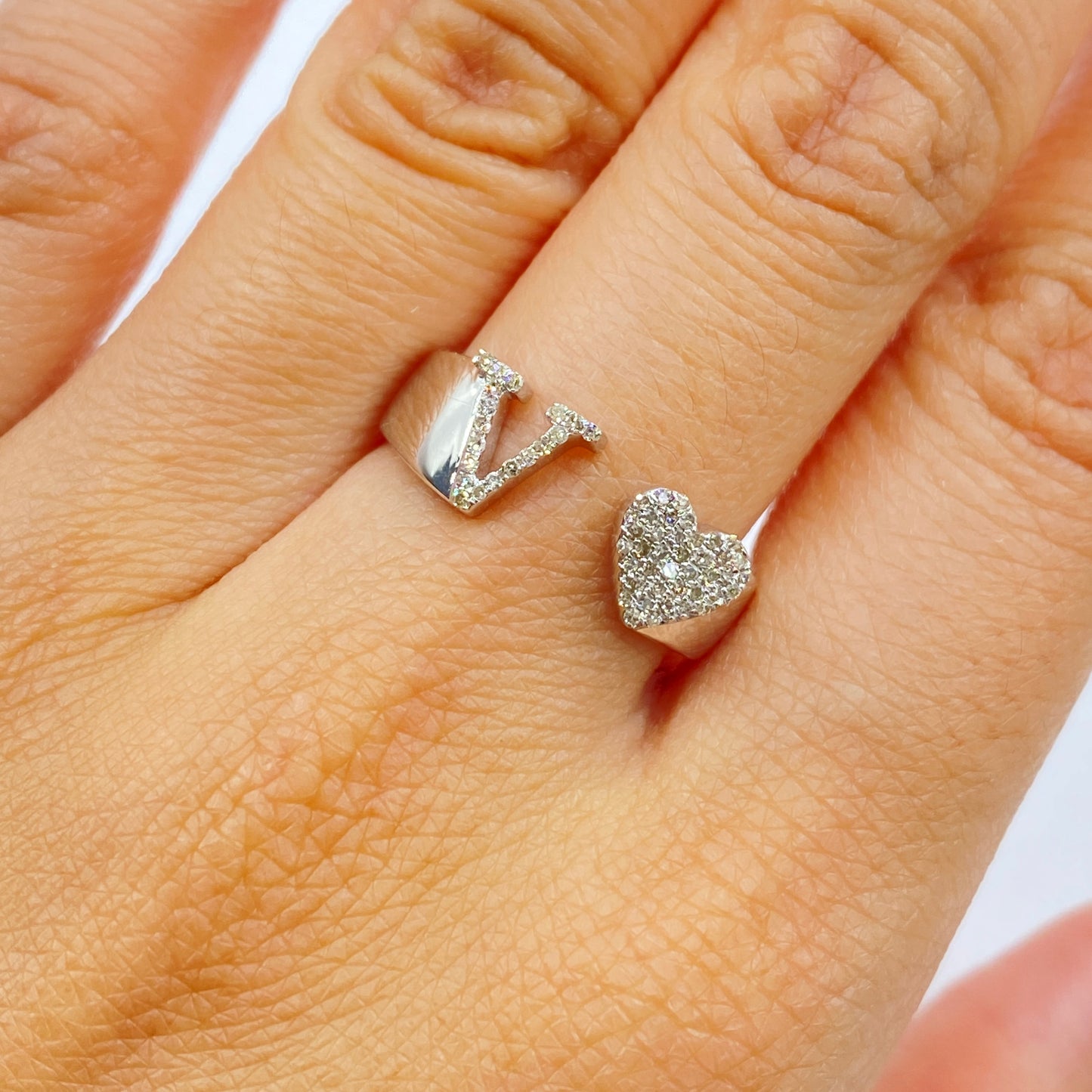 Initial Letter Heart Diamond Ring
