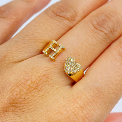 Initial Letter Heart Diamond Ring