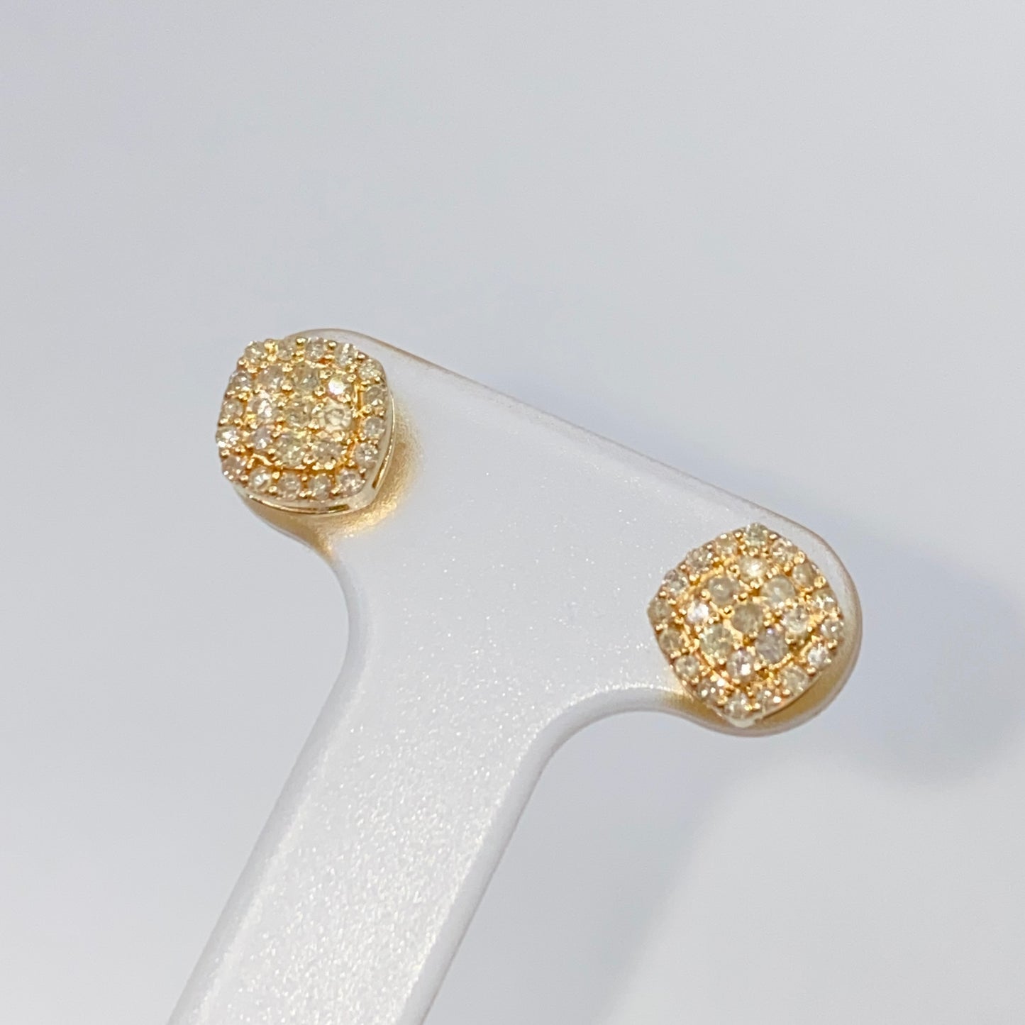 14K 7MM Rounded Square Diamond Earrings