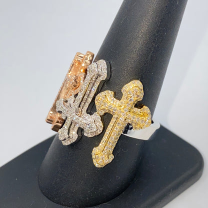 10K Holy Trinity Cross Diamond Ring