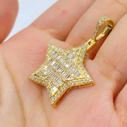 10K Stellaris Star Diamond Baguette Pendant