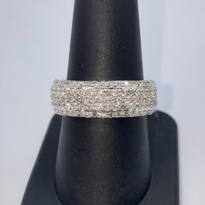 14K 7.4MM Iced Stack Diamond Ring Band