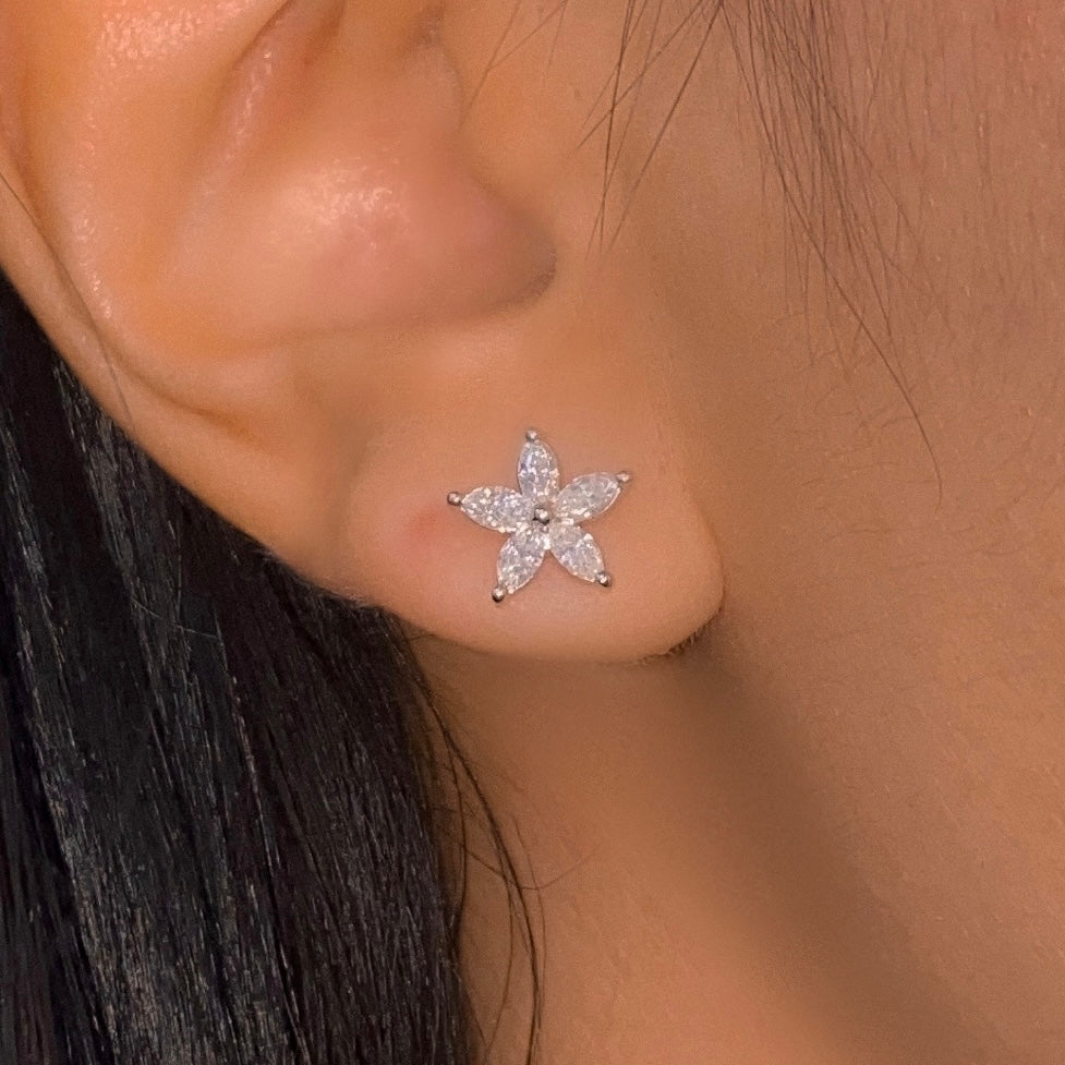 14K Summer Flower Diamond Earrings