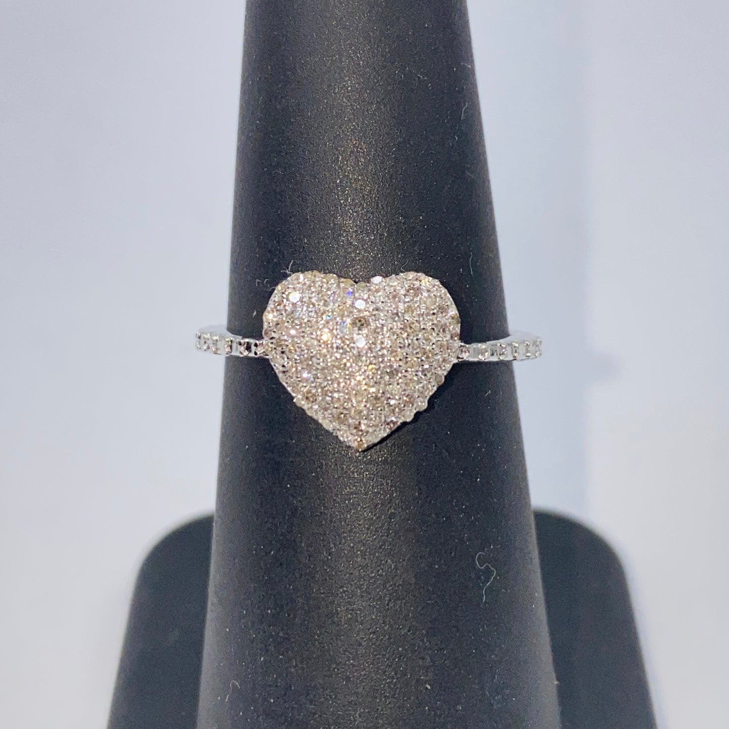 14K Pave Heart Diamond Engagement Ring