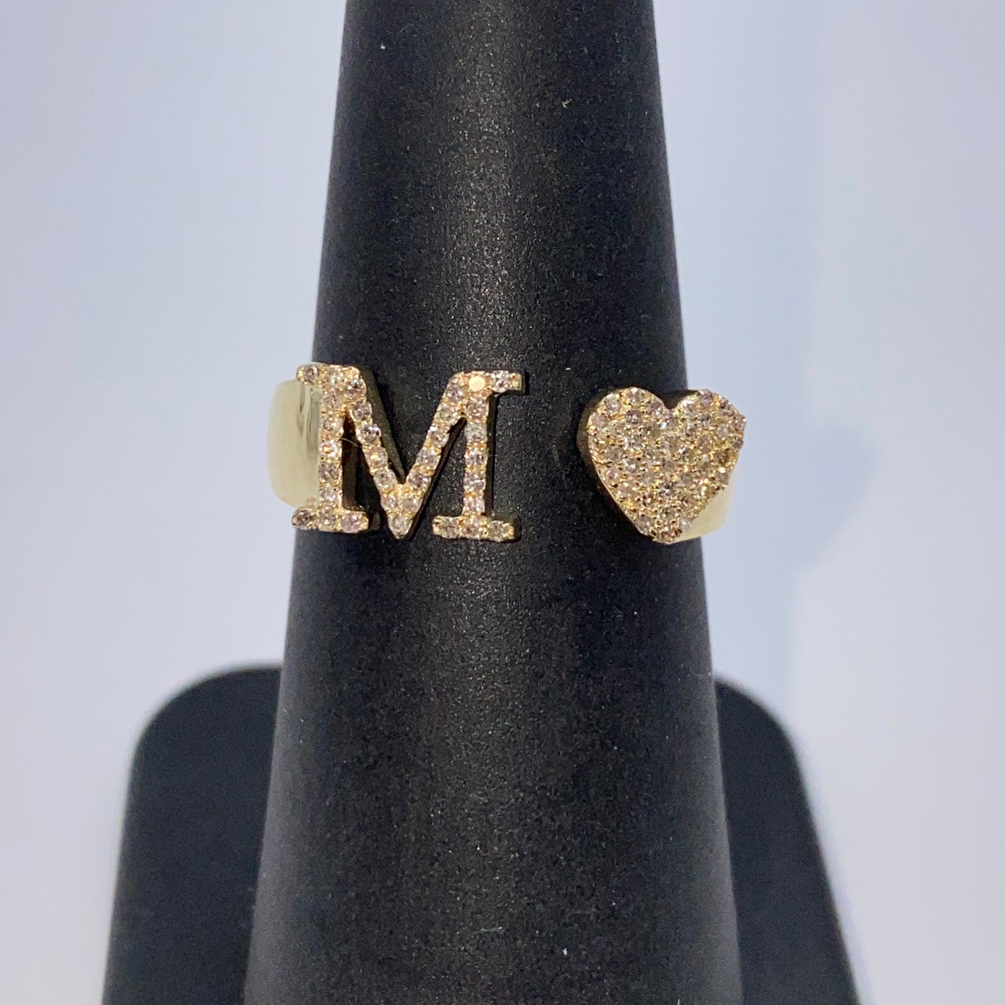 Initial Letter Heart Diamond Ring