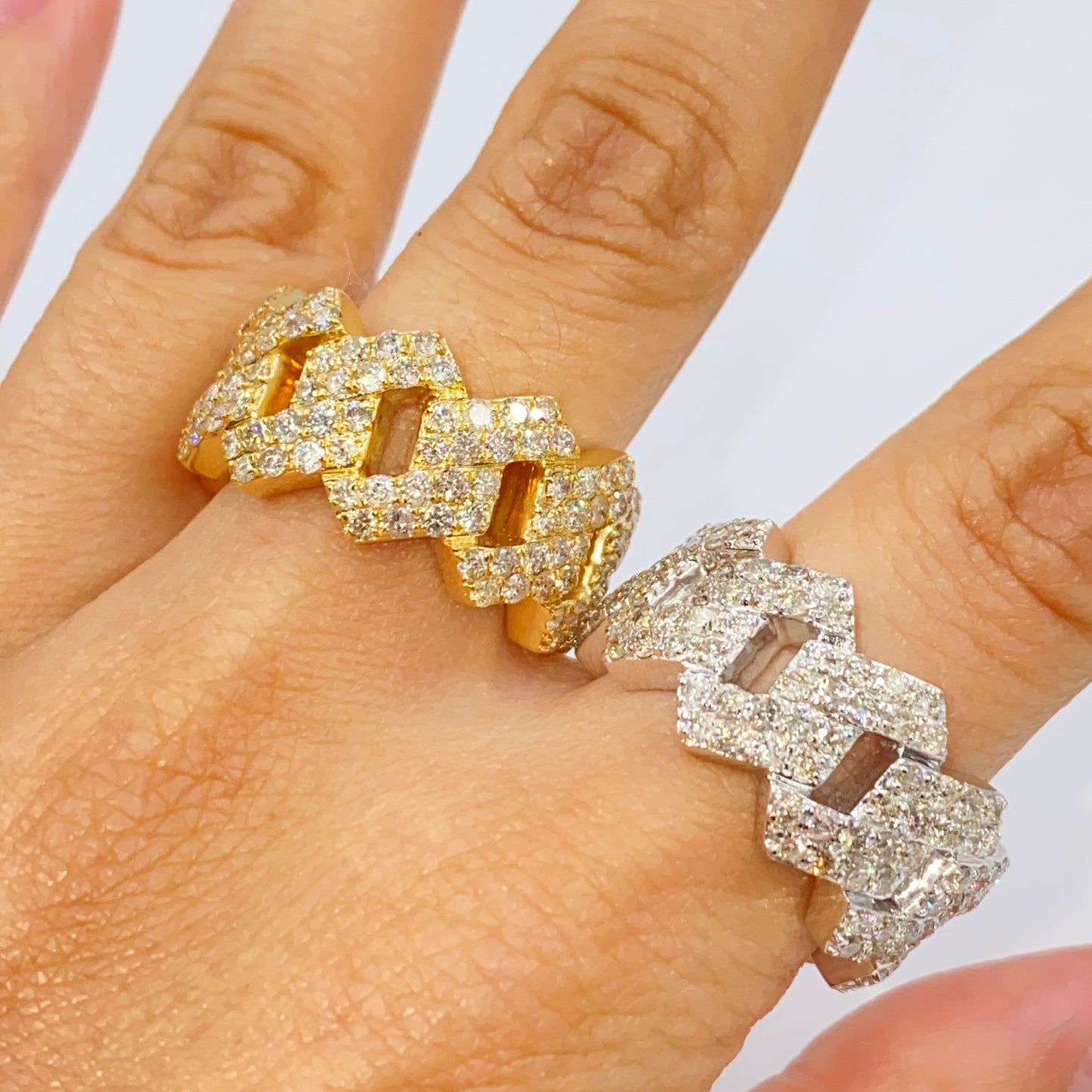 14K 12.9MM Cuban Link Diamond Ring