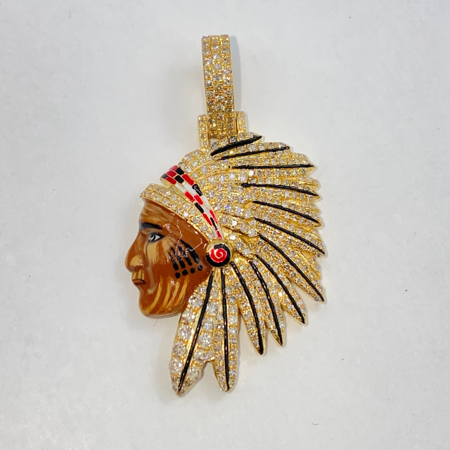14K Indian Head Diamond Pendant