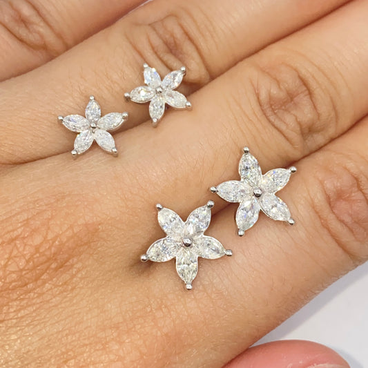14K Summer Flower Diamond Earrings