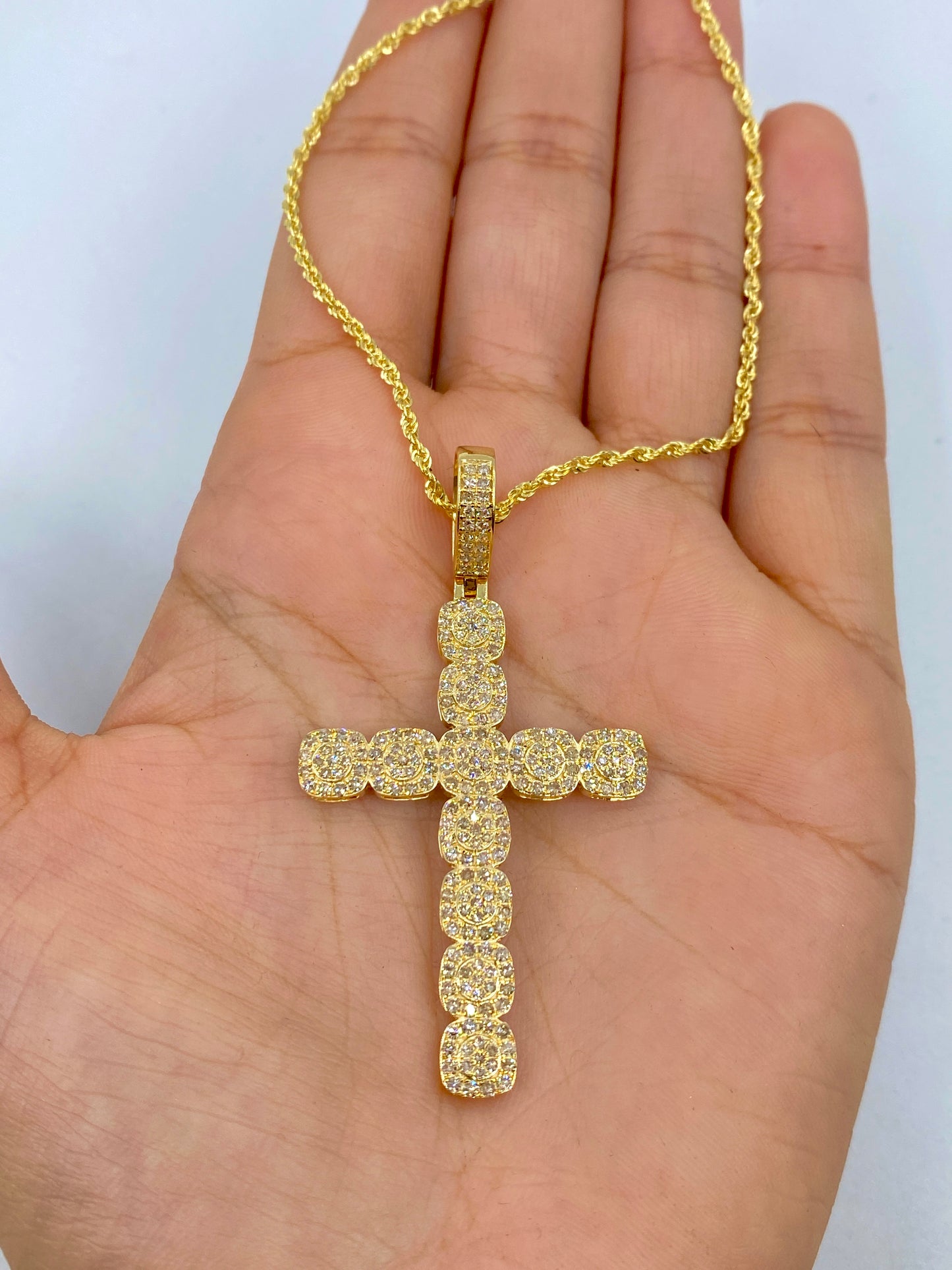 10K Diamond Cross Pendant With Chain Included