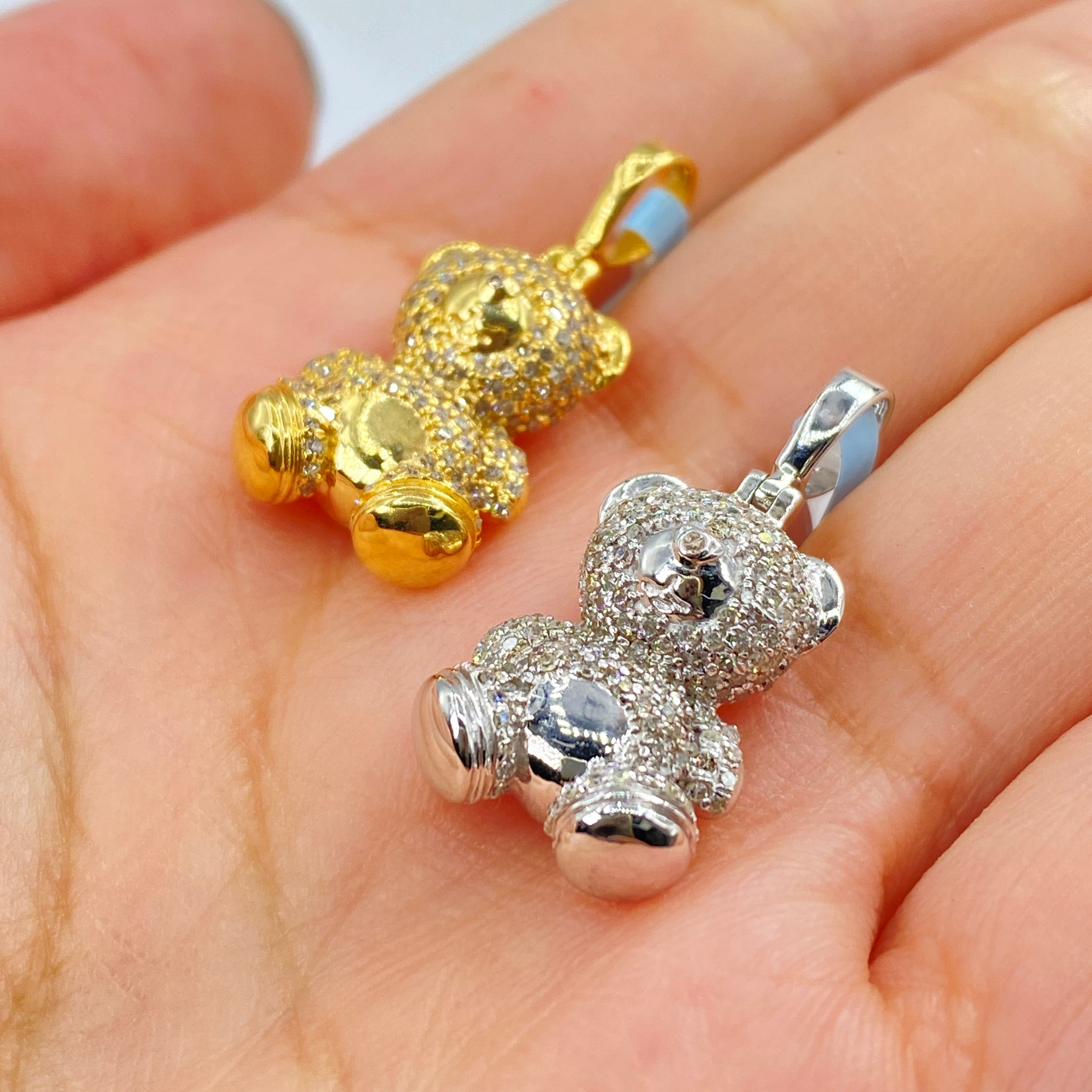 Teddy bear diamond on sale pendant