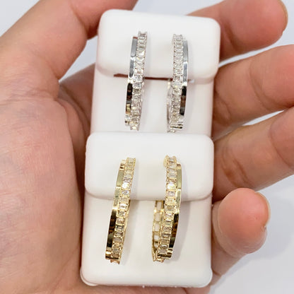 14K Kendal Diamond Baguette Hoop Earrings