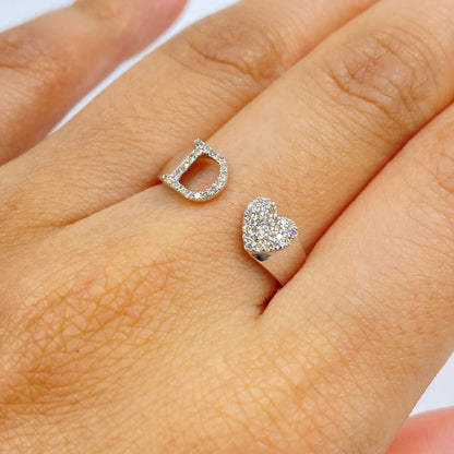 Initial Letter Heart Diamond Ring