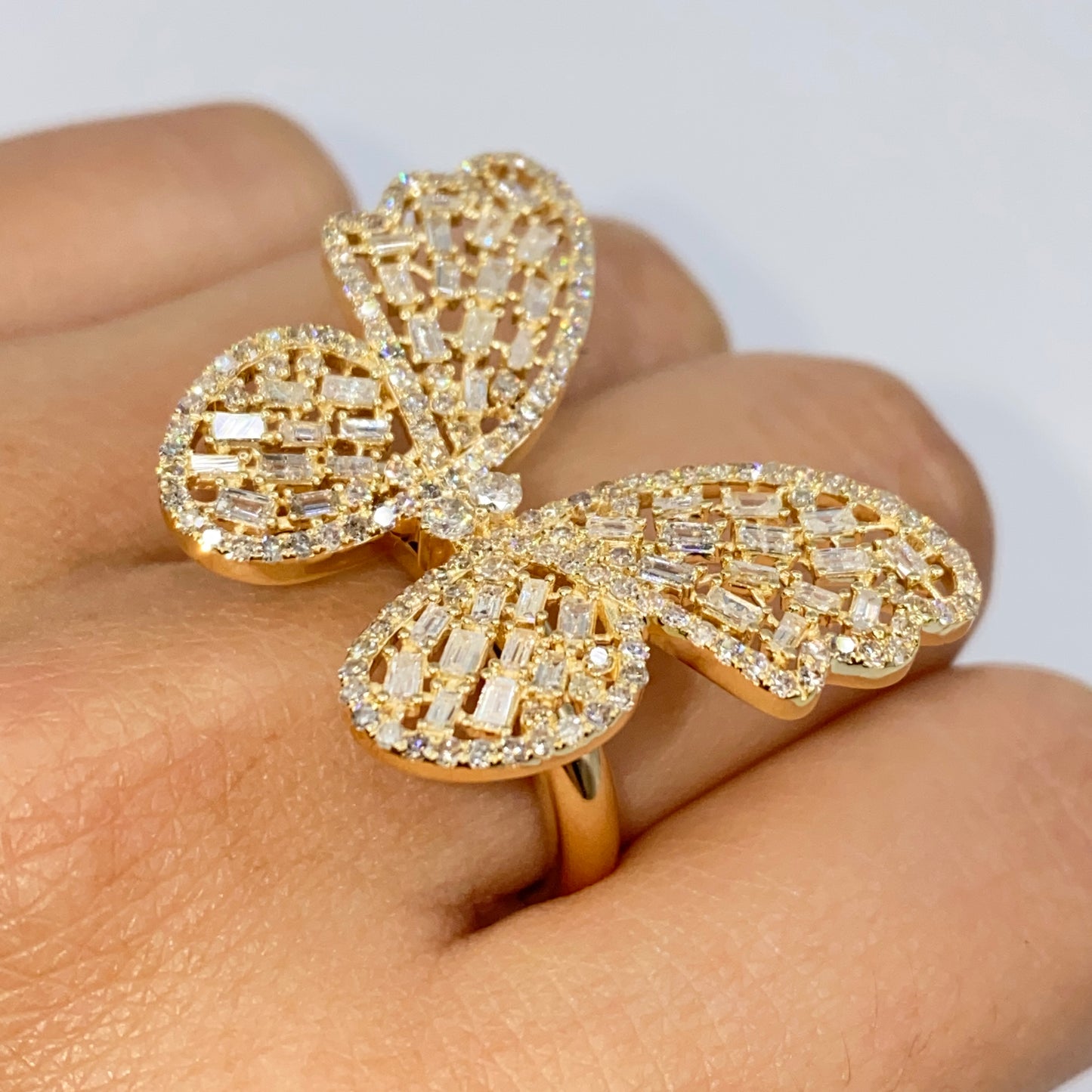 14K Jumbo Butterfly Diamond Ring