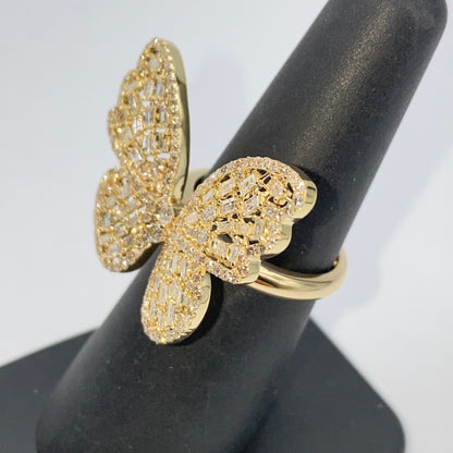 14K Jumbo Butterfly Diamond Ring