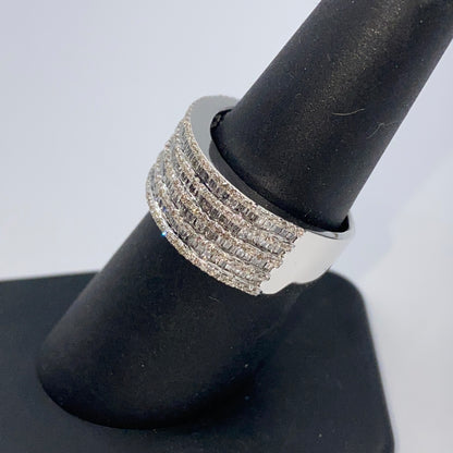 10K 10MM Stacked Diamond Baguette Ring