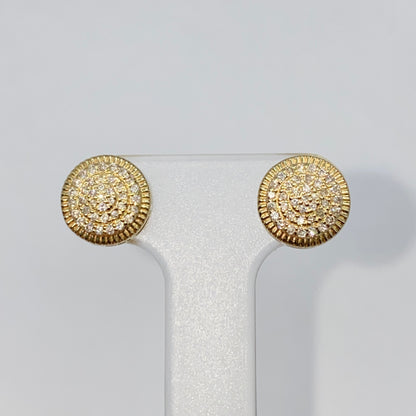 14K 8.3MM Circle Diamond Earrings