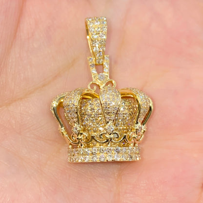 10K Regal Crown Diamond Pendant