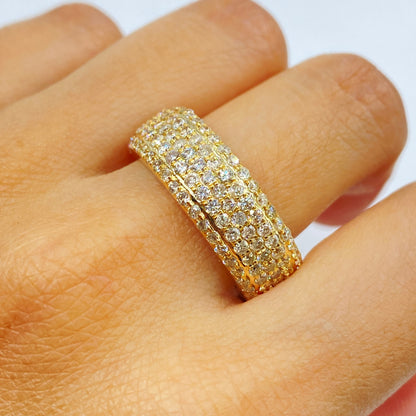 14K 7.4MM Iced Stack Diamond Ring Band
