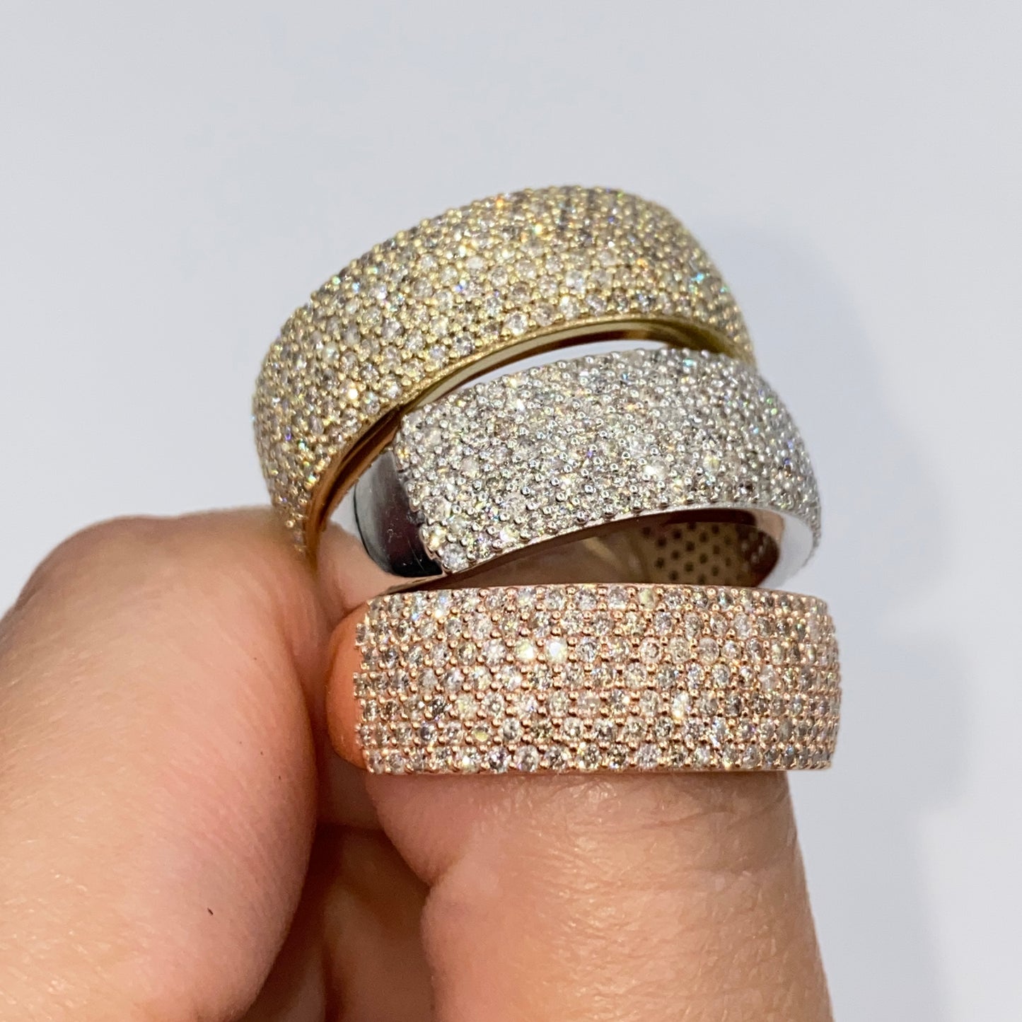 10K 8MM Iced Pave Ring Diamond Band