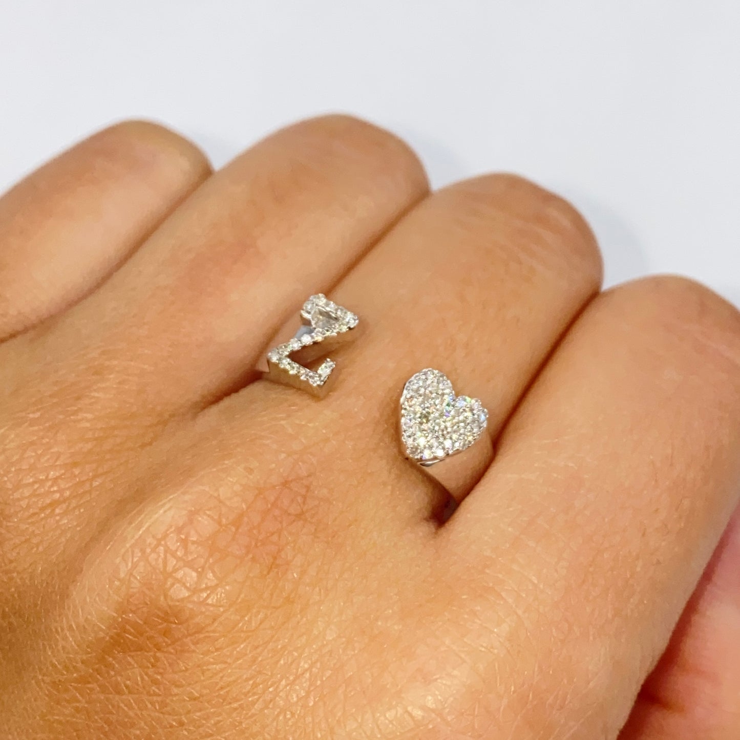 Initial Letter Heart Diamond Ring