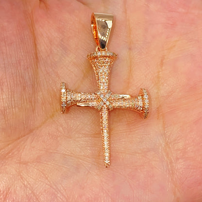 10K Nail Cross Diamond Pendant