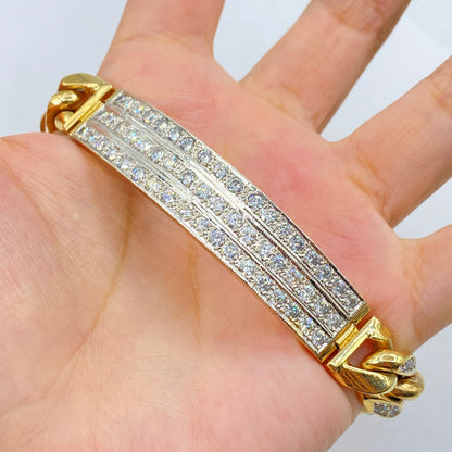 14K 12.6MM Cuban Link Diamond Bracelet 9"