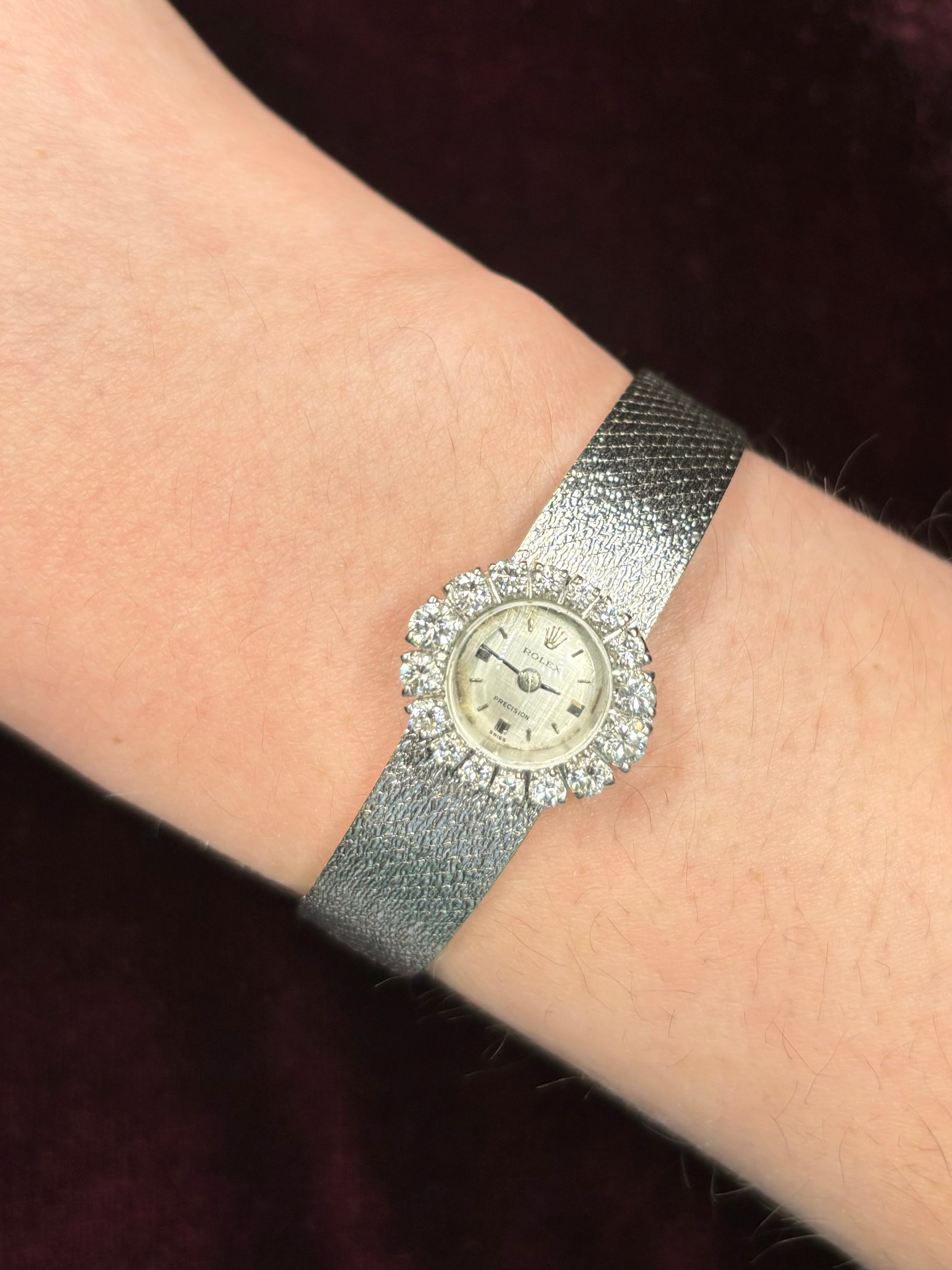 Vintage 1950s 18K White Gold Diamond Ladies Rolex Watch