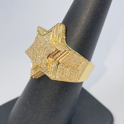 10K Halo Star Diamond Ring