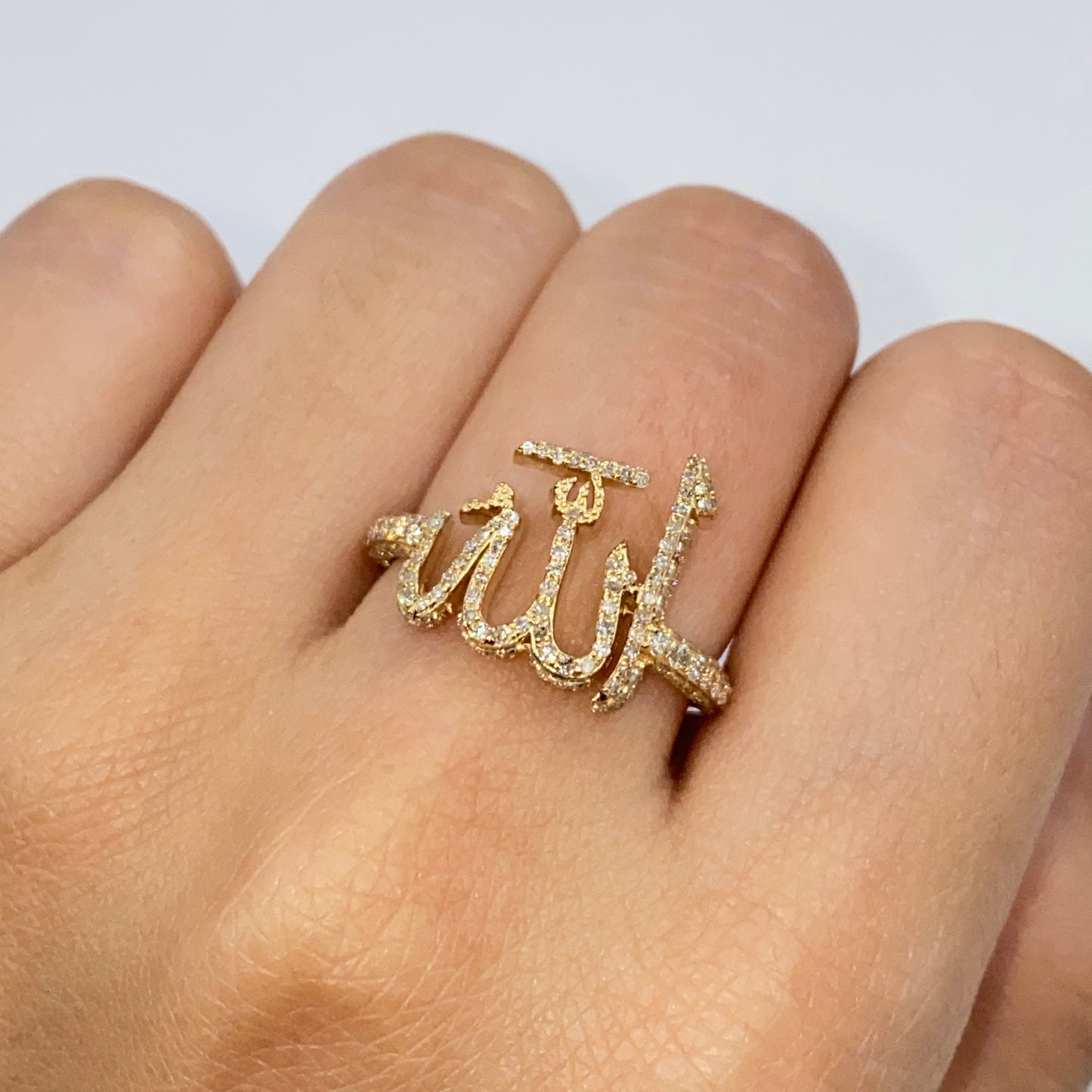 14K Allah Pavé Diamond Ring