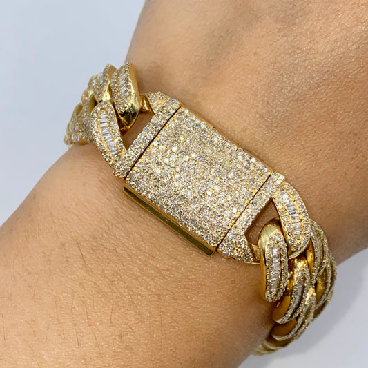 14K 14MM Chubby Cuban Link Diamond Bracelet