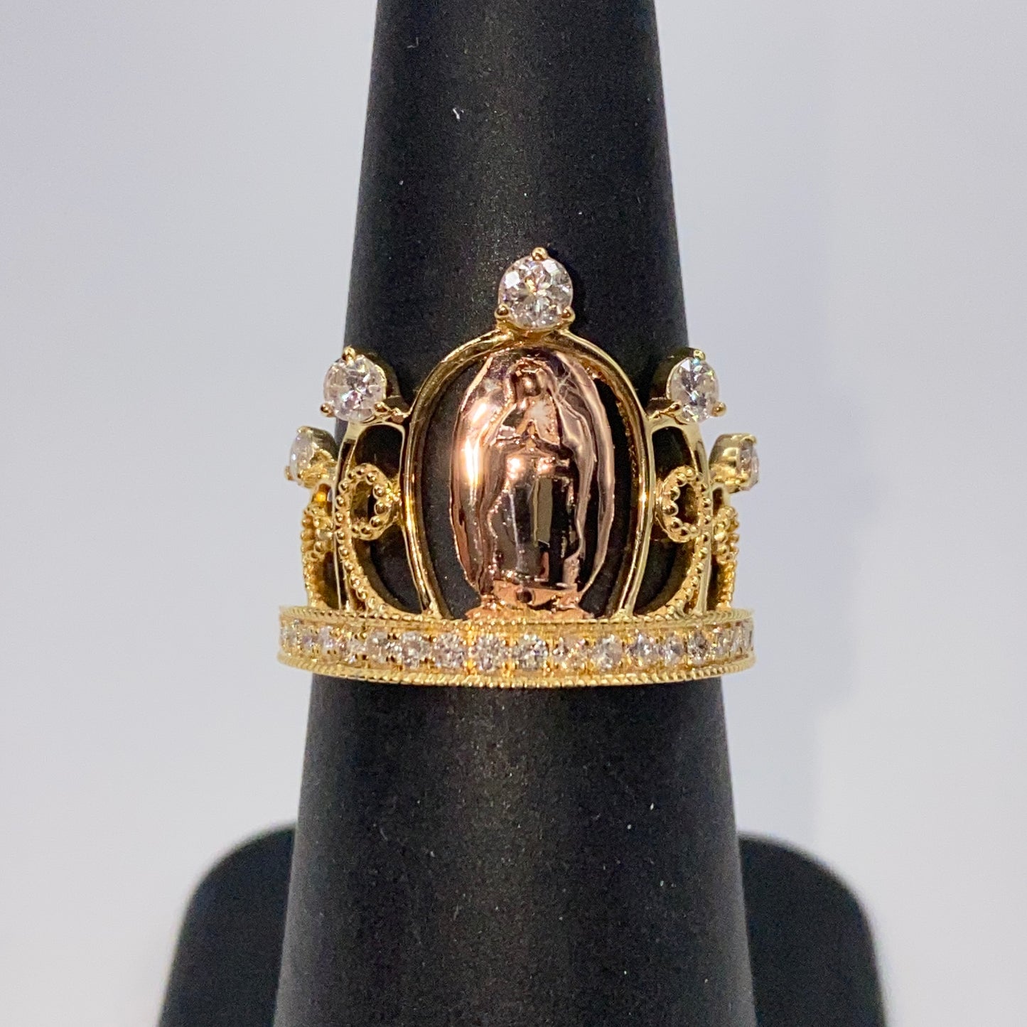 14K Tiara of Virgin Mary Diamond Ring