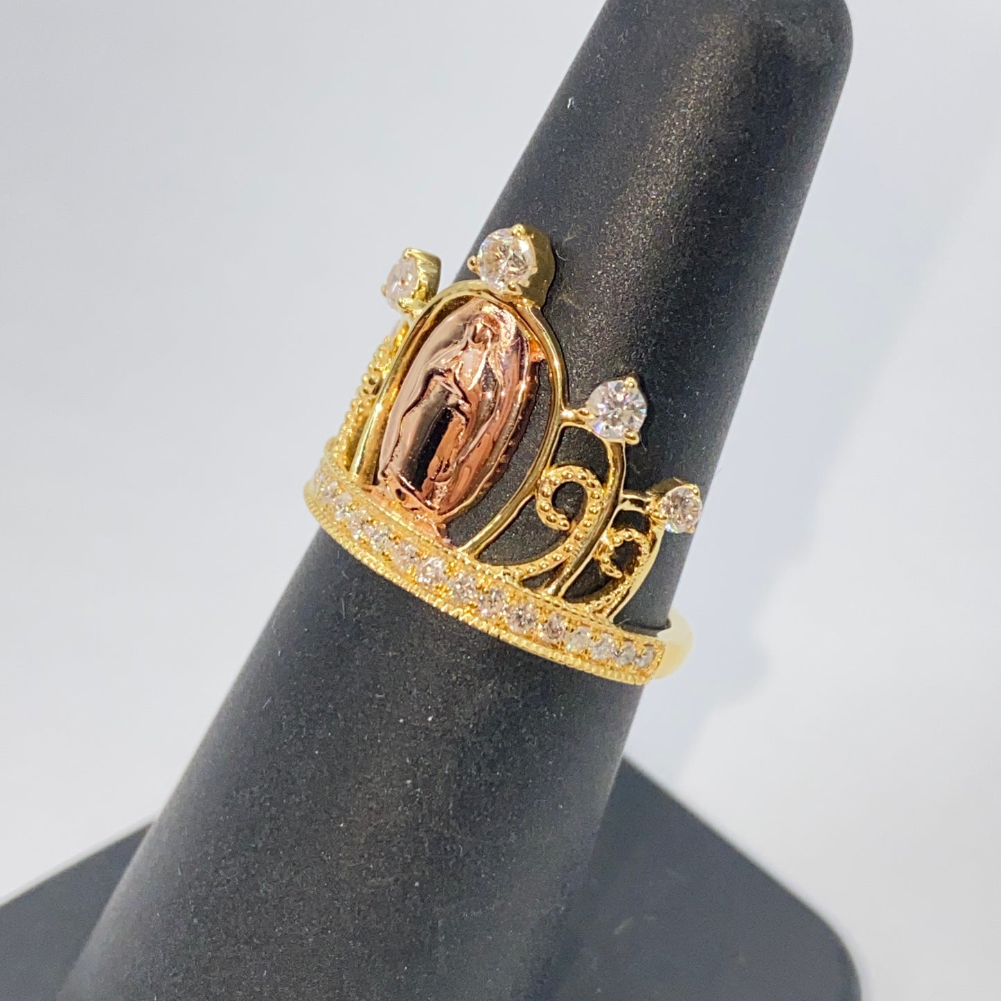 14K Tiara of Virgin Mary Diamond Ring