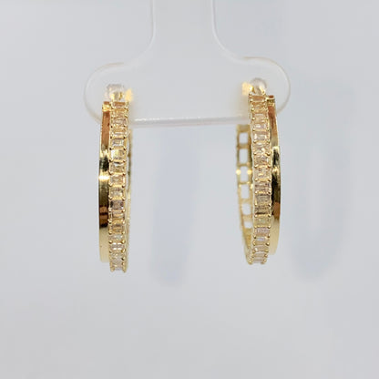14K Kendal Diamond Baguette Hoop Earrings
